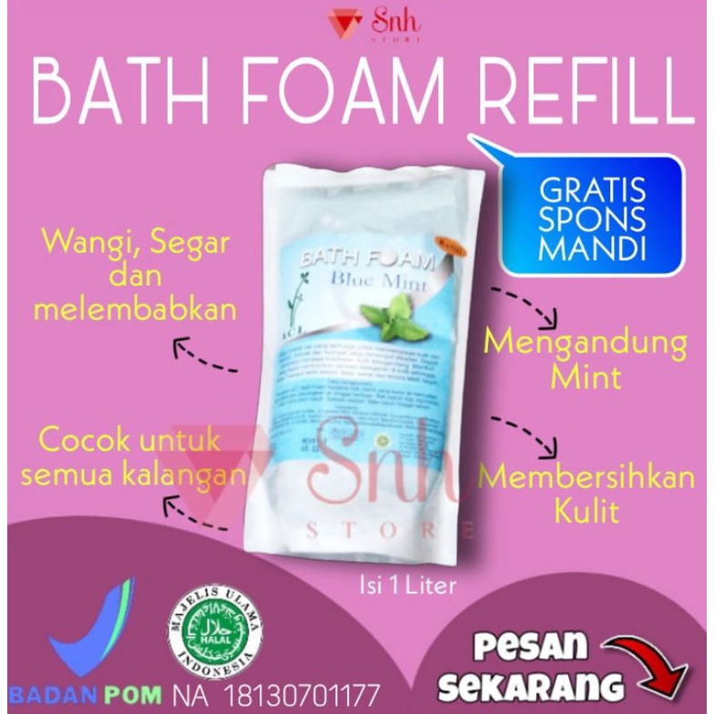 Bath Foam Mint 1L Refill/Sabun Mandi/Sabun mandi cair/Sabun literan/sabun cair murah/sabun hotel/sabun bathtub busa/sabun pemutih badan ampuh bpom/body wash 1000ml/body wash refill/body wash whitening/sabun 1 liter/sabun 1000ml