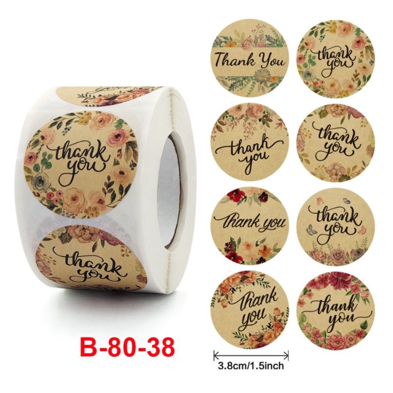 

Sticker Stiker Roll Label Cookie THANK YOU 64