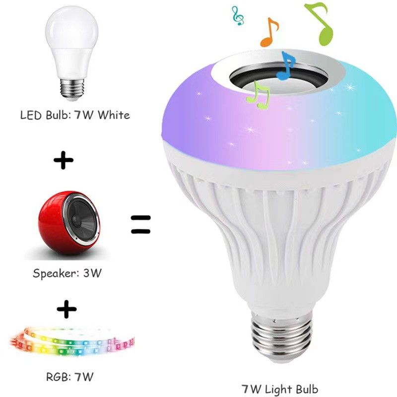 Speaker Bluetooth Wireless Lampu Music LED RGB Bohlam Speaker