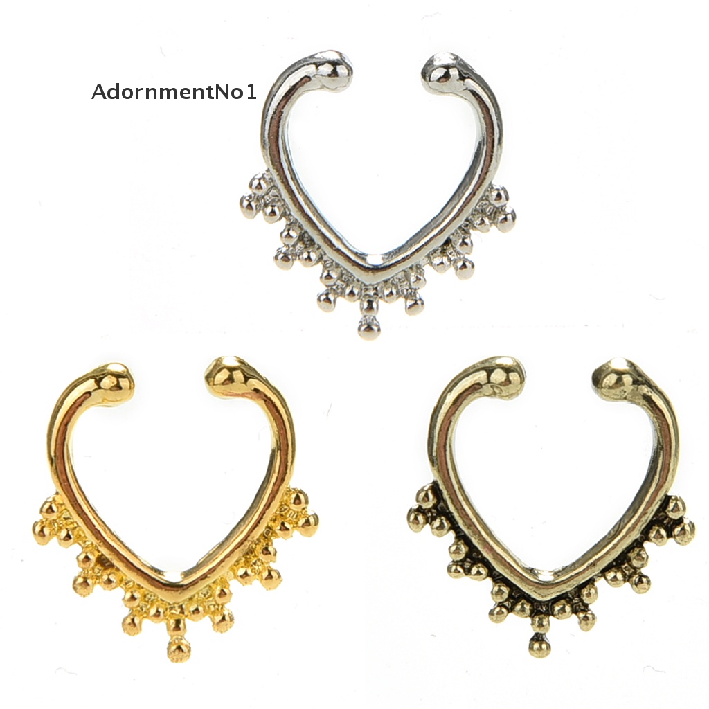 (AdornmentNo1) 1pc Cincin Tindik Hidung Palsu Bahan Stainless Steel Untuk Wanita