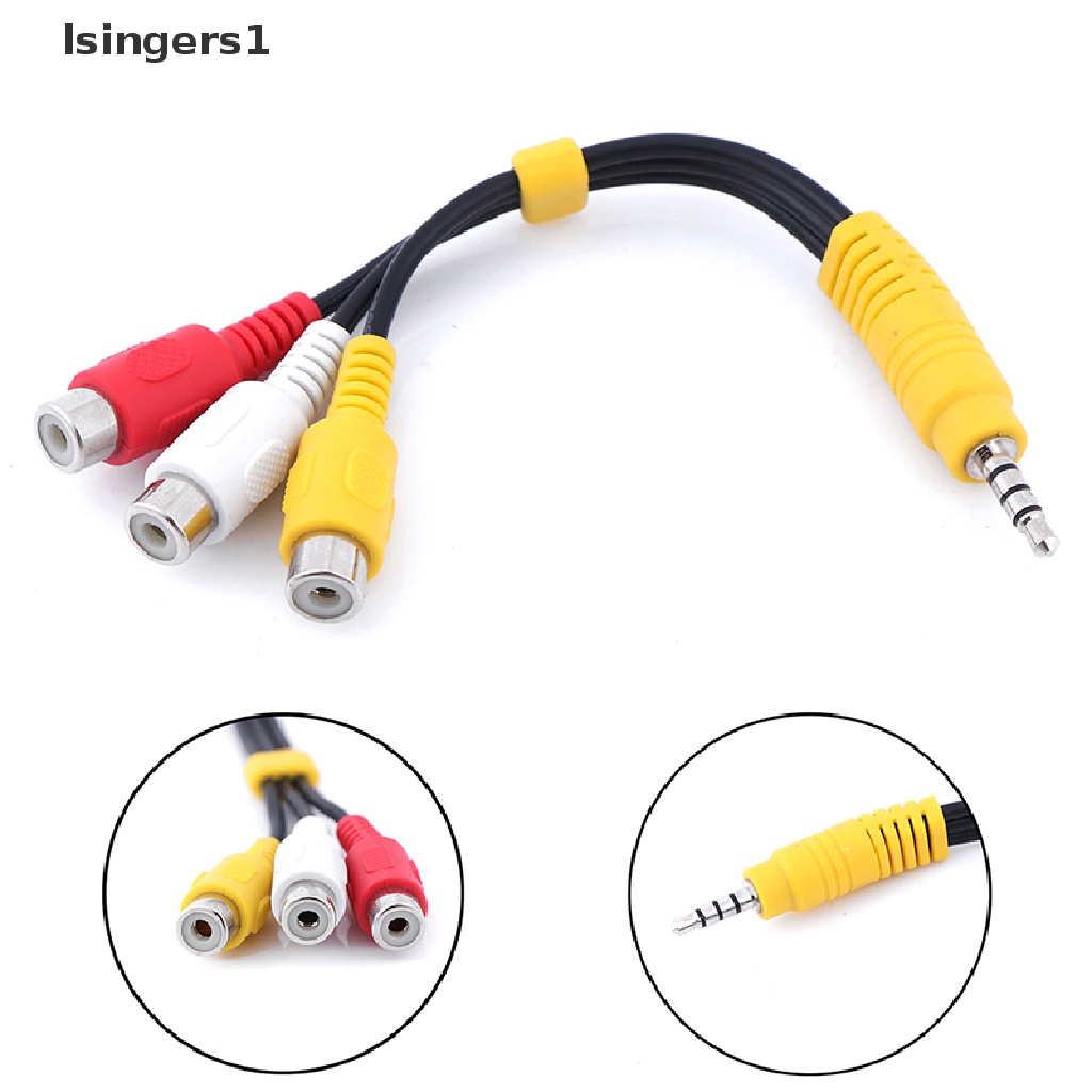 (lsingers1) 1pc Kabel adapter audio video AV mini aux 3.5mm male Ke 3 RCA female