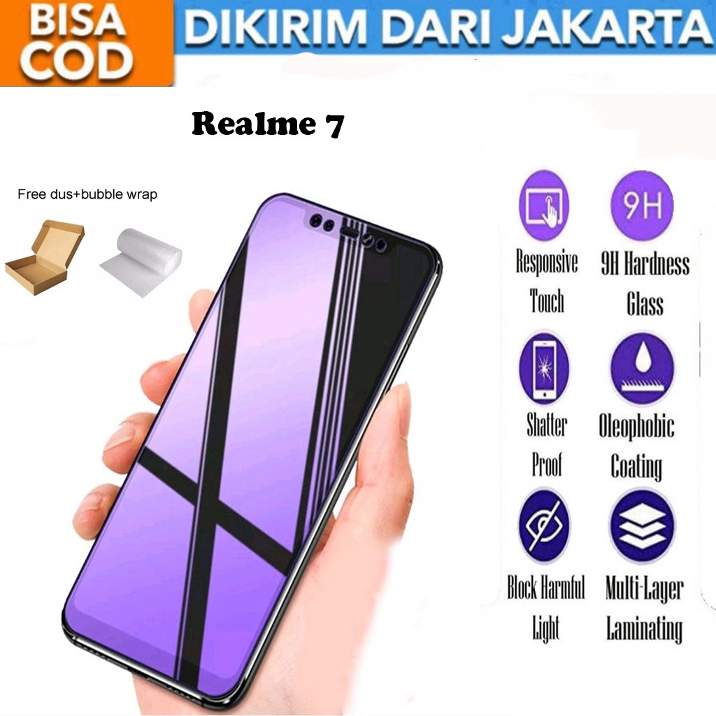 Tempered Glass Realme 7 Matte Blue Light Anti Gores Full Screen Full Cover Protector