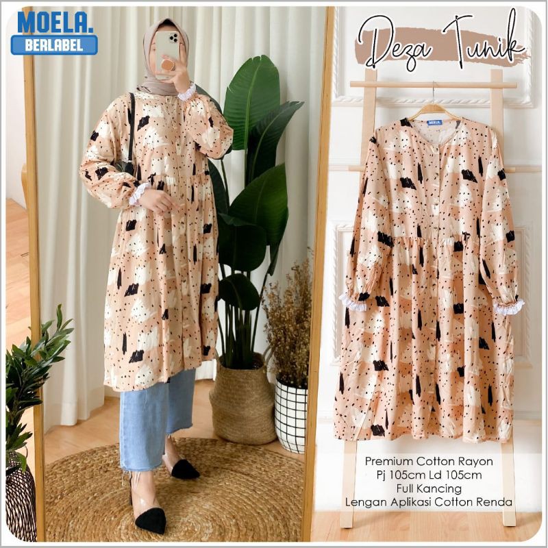 Atasan Wanita Tunik Deza Tunik Cotton Rayon Busui LD 105 Ori by Moela Berlabel