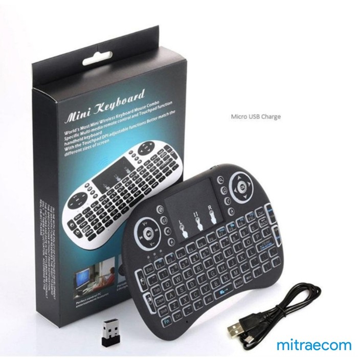 Mini Keyboard Wireless i8 backlite 7 Colour Wireless Mouse Touchpad tanpa kabel / Nirkabel