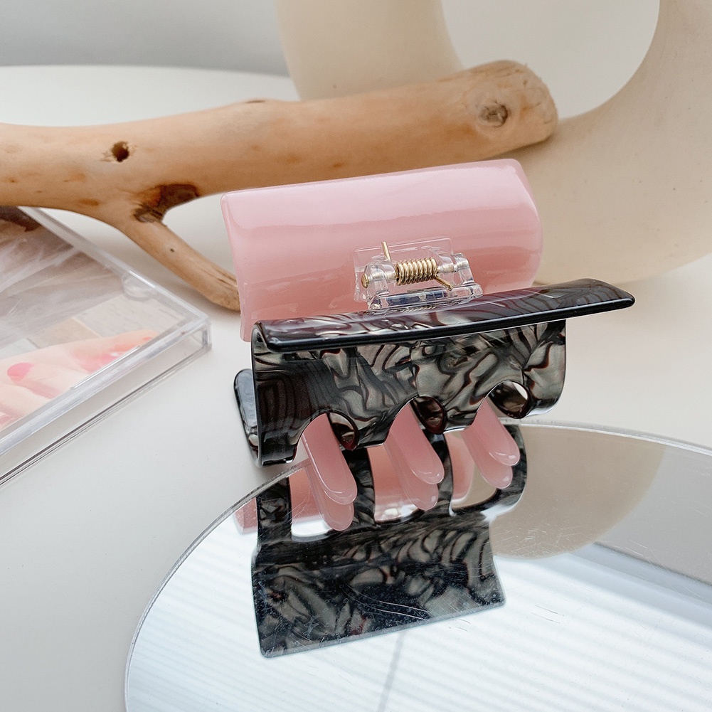 Jepit Rambut Bentuk Geometri Motif Kotak-Kotak Warna Blok