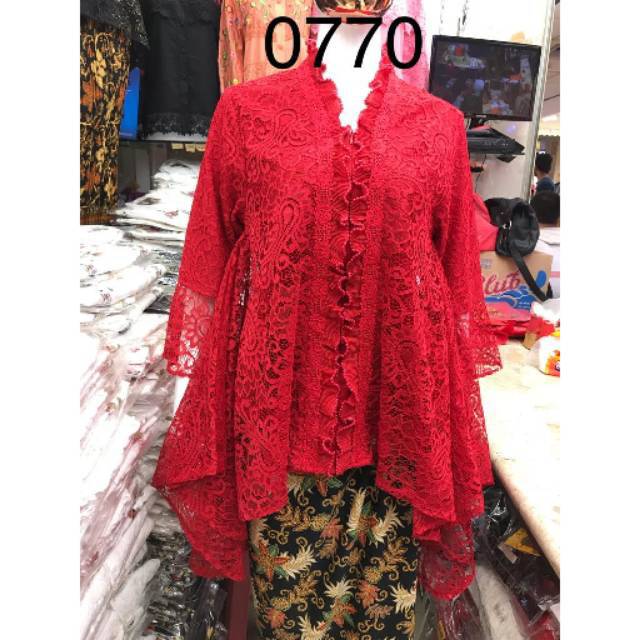 Kebaya  wanita waka waka  alexuez full brukat merah premium