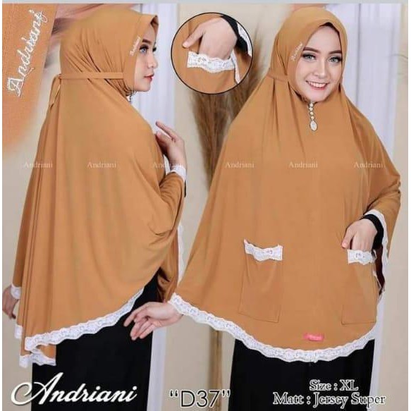 Jilbab / Hijab KHIMAR Renda Pet - Kerudung Syari Instan saku Renda terbaru 2021