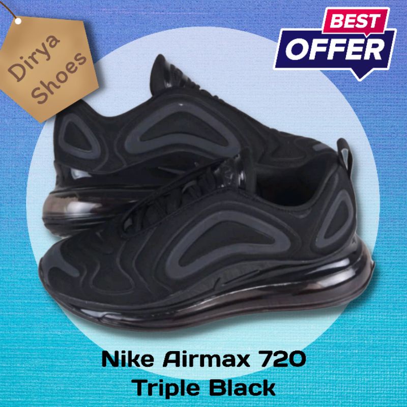 Sepatu Sneakers Pria Nike Air Max 720 Triple Black Reflective