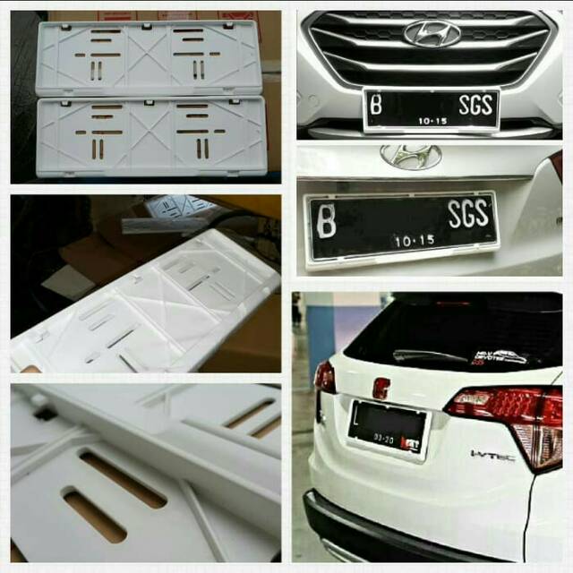 Dudukan Plastik Plat Nomor Mobil 46cm Model 3 Kualitas OEM WARNA PUTIH