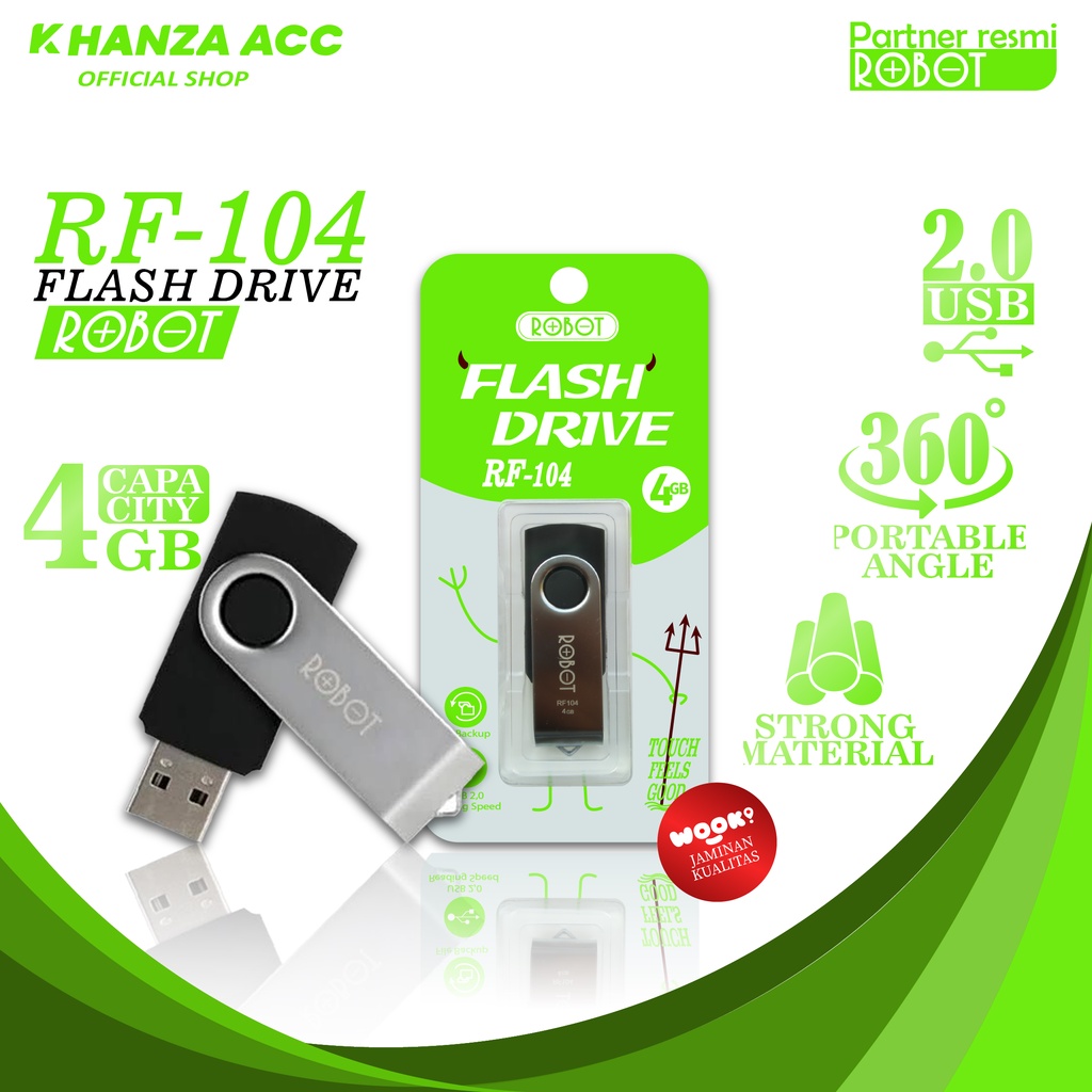 KHANZAACC Flashdisk ROBOT 4GB RF104 Rotatable U-disks USB 2.0