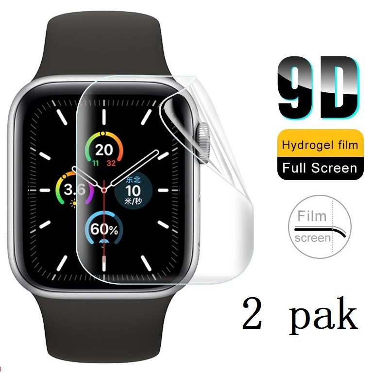 (2 pak) Film Pelindung Layar Cakupan Penuh TPU Tipis kompatibel untuk Apple Watch 45/41/44/40/42/38mm Seri 8/7/SE/6/5/4/3/2/1