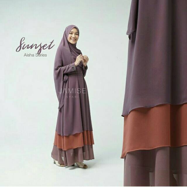 Set Gamis+Khimar Syari | Aisha Series - Sunset | Jamise Syari