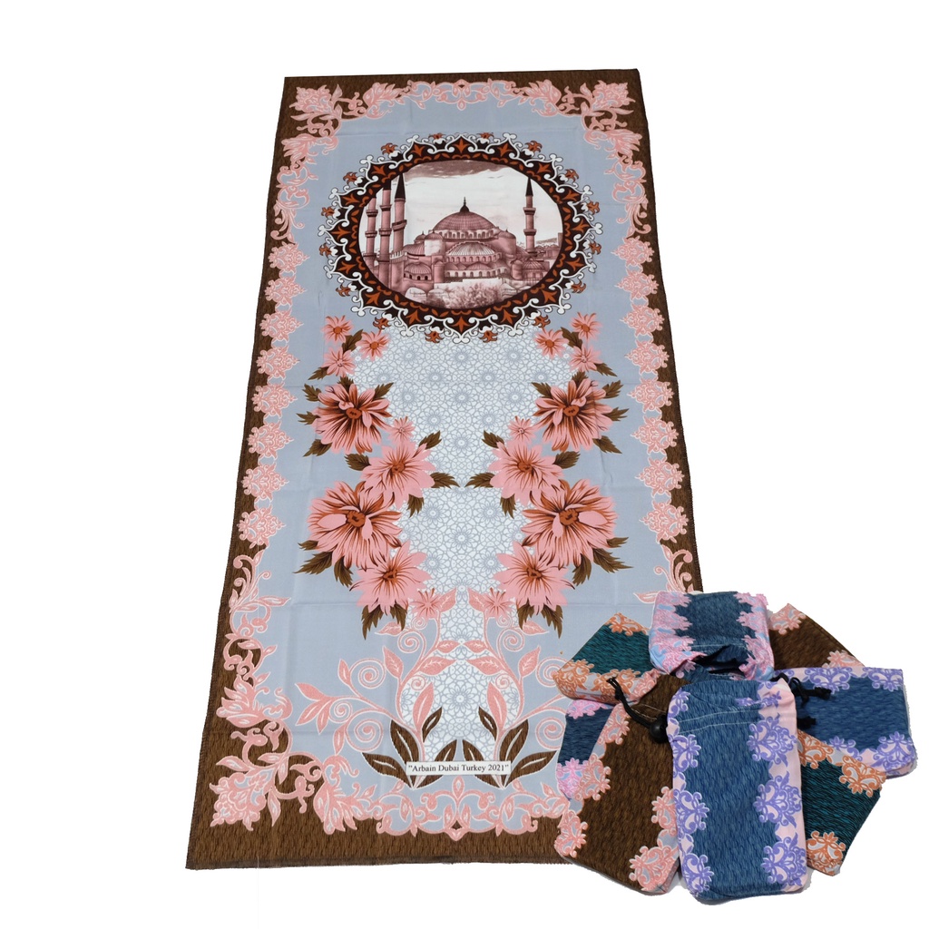 Sajadah Turki Travel Tipis Dompet / Tas Serut Print 50 x 100 Cm