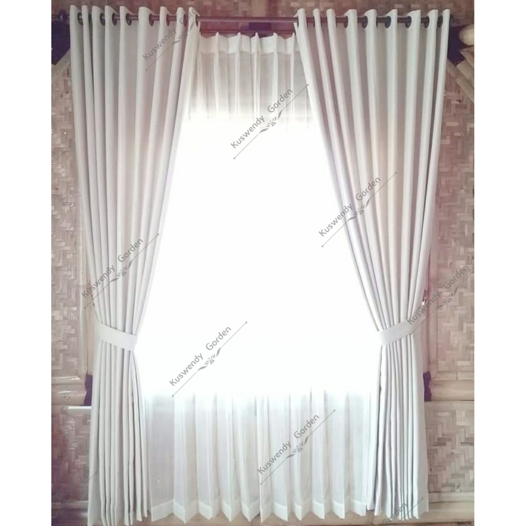 Gorden Blackout Putih 150 x 250 ~ 300 cm Tinggi 2.5 ~ 3 meter Polos Hordeng Jendela Pintu Tirai Minimalis