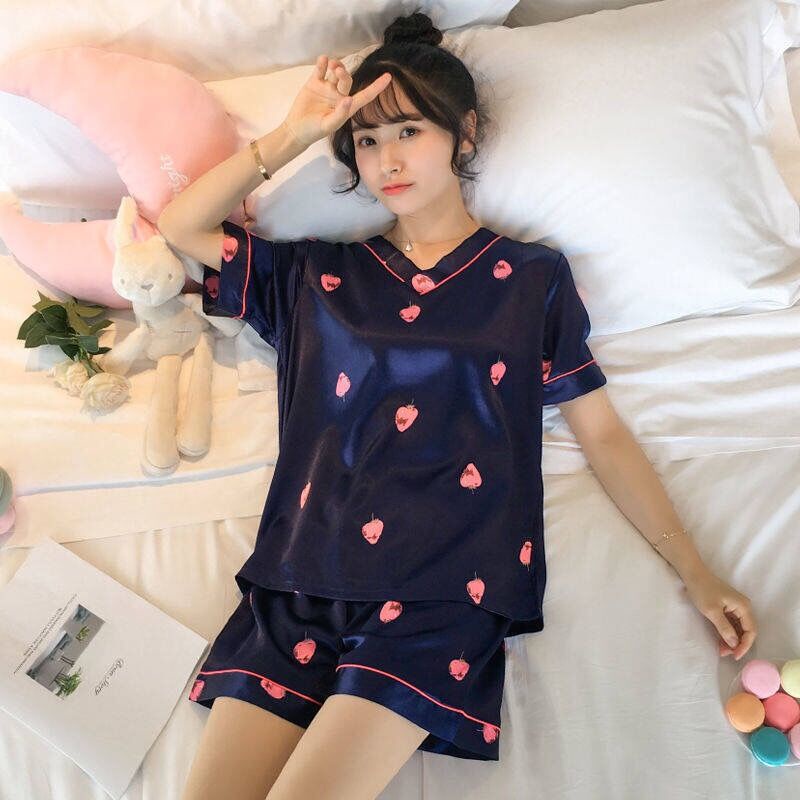 Lovera Baju Tidur Set Satin HP Lengan Pendek Celana Pendek Import