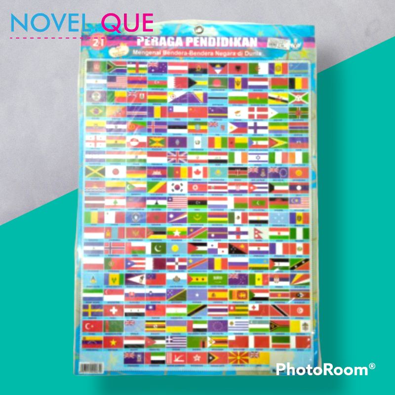 2 in 1 Poster Anak | Poster Edukasi Anak Seri Bendera Negara-Negara di Dunia