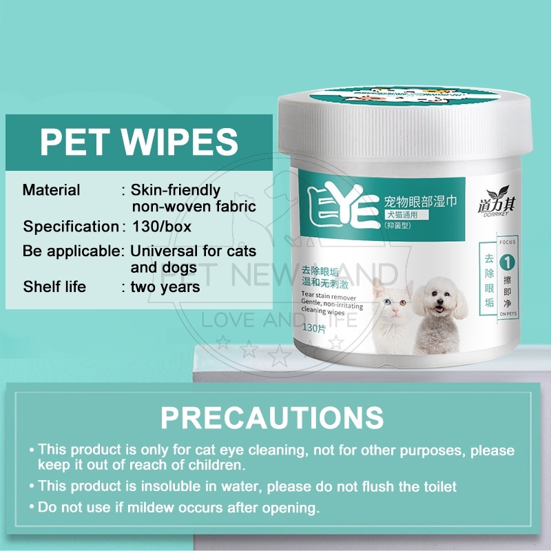 Tisu Mata Kucing Cature Anjing Eye Wipes Kucing Pet Wipes Anti Bacterial 130 pcs