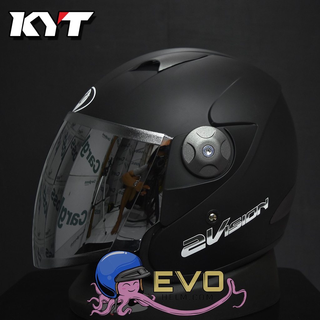 HELM KYT 2 VISION SOLID ORIGINAL - HELM KYT 2VISION BLACK METALIC DOUBLE VISOR