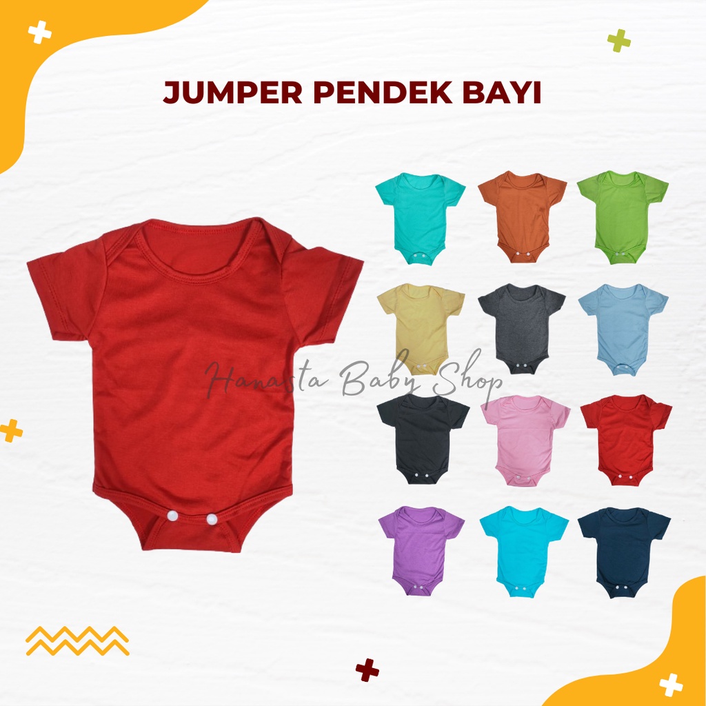 Jumper Baju Bayi Lengan Pendek Bodysuit Katun Polos Jumsuit Baby