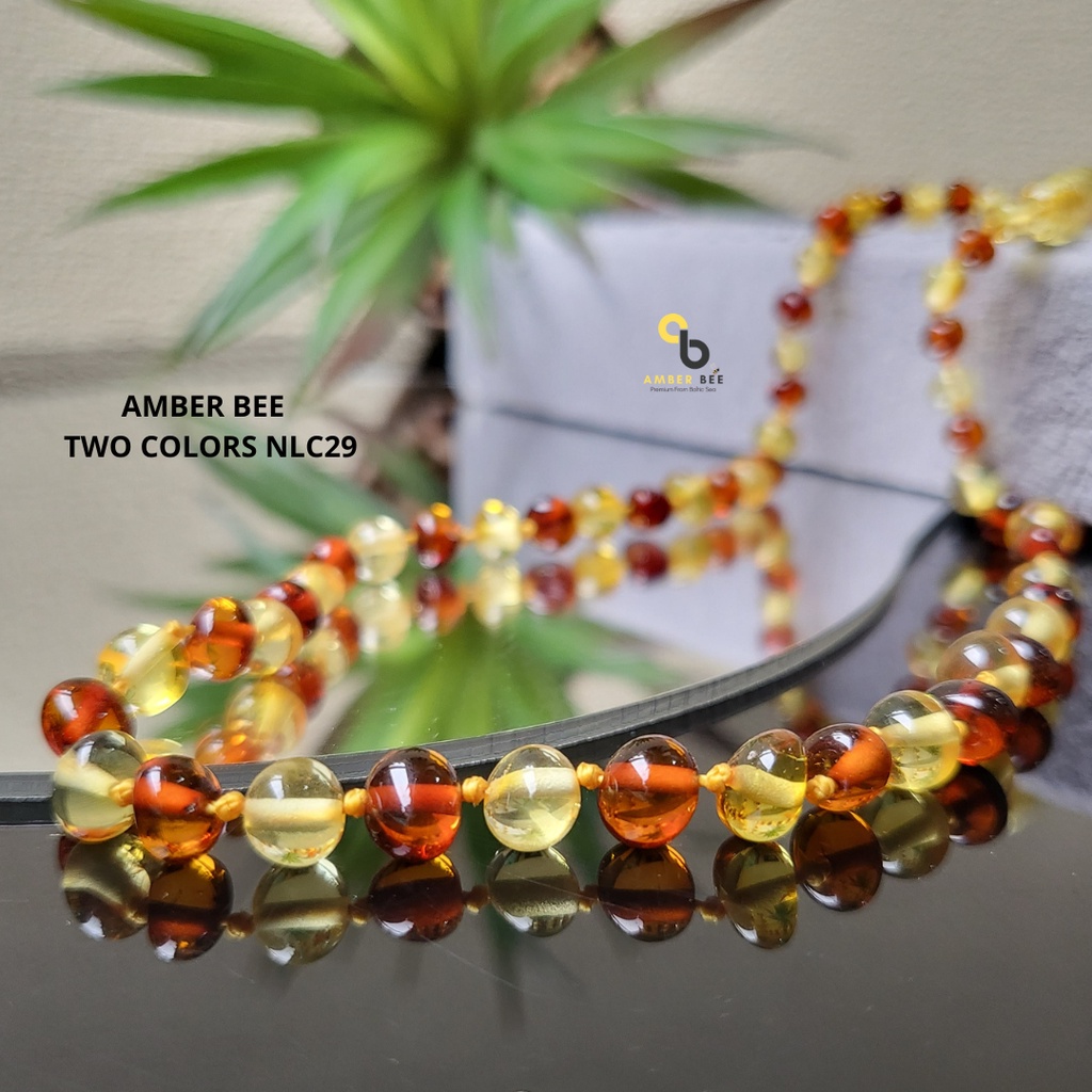 AMBERBEE Set Kalung Gelang Amber Lithuania Bayi &amp; Anak Tumbuh Gigi Premium Glossy Mix2 NGBLC2953