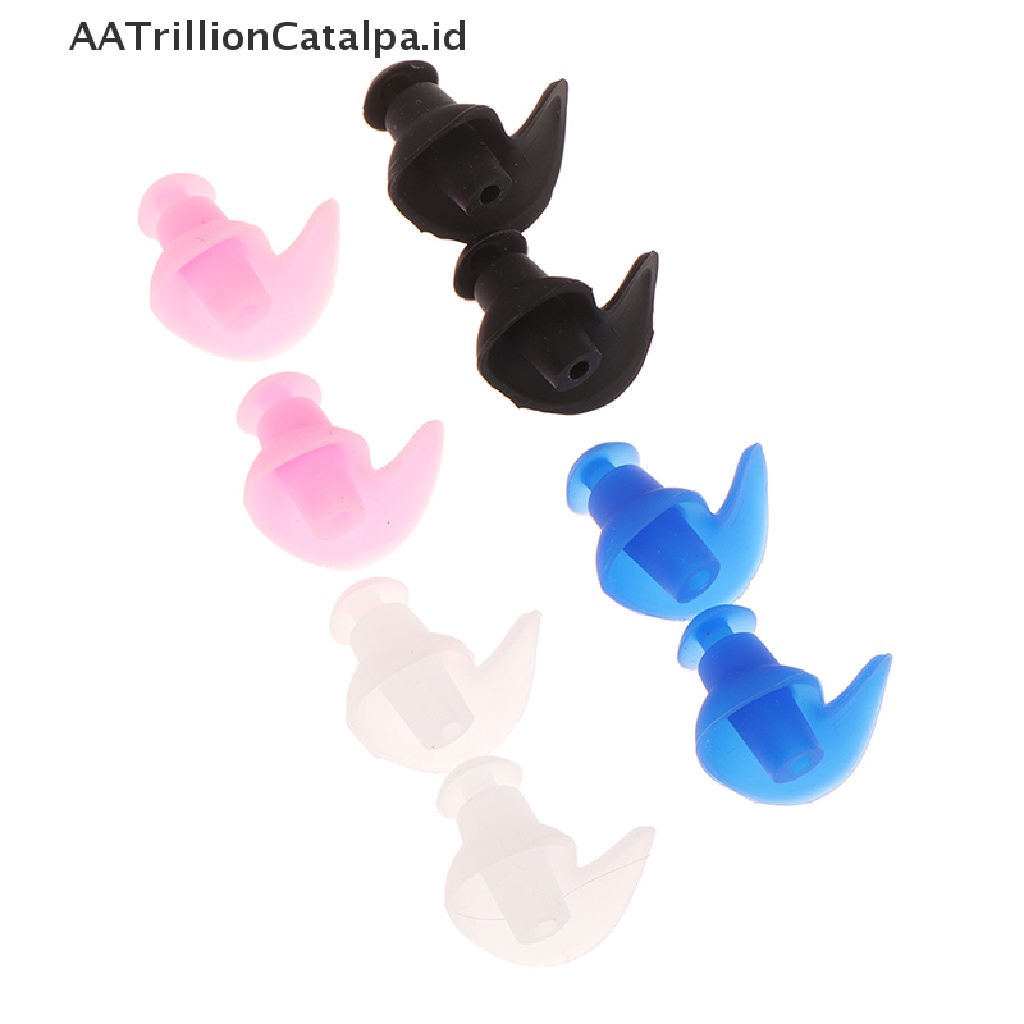 Aatrillioncatalpa 1 Pasang Earplug Penutup Telinga Bahan Silikon Lembut Anti Air