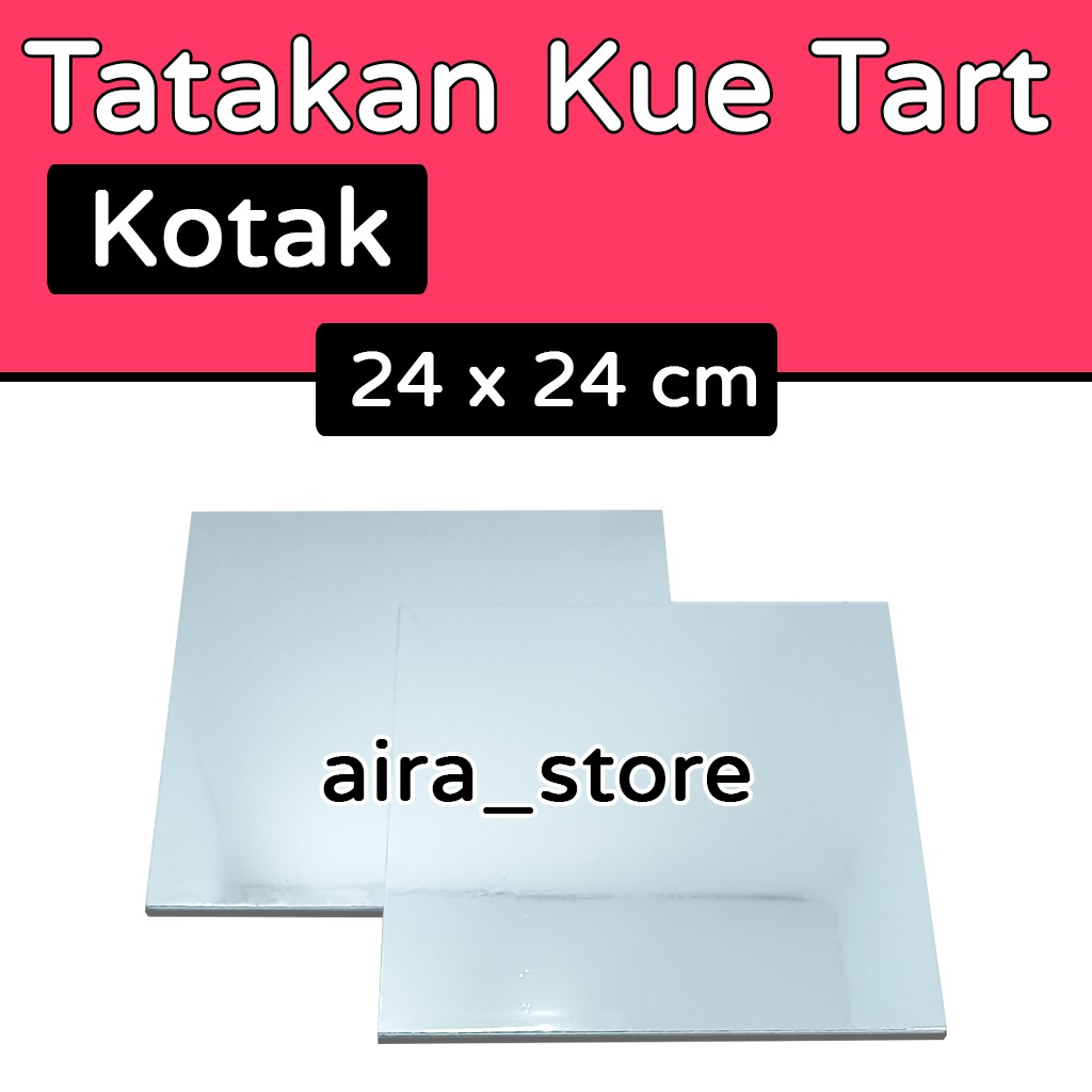 Tatakan Kue Tar Kotak Silver - 24 x 24 cm