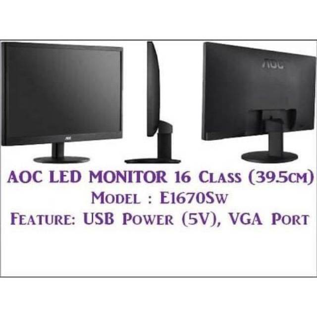 [CASHBACK 50%] AOC LED Monitor 16 Class E1670Sw