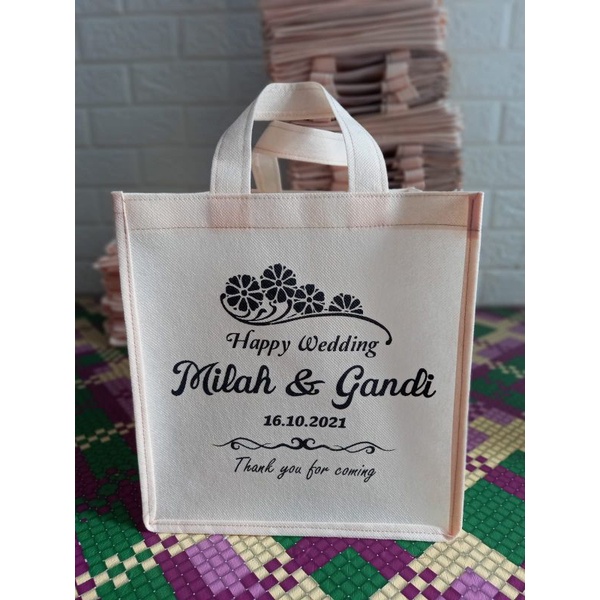 TAS SOUVENIR SABLON 23X22X21 cm | Tote bag sablon | SOUVENIR PERNIKAHAN
