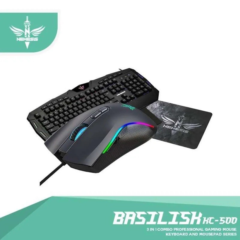 NYK Keyboard Mouse Gaming Combo Nemesis Basillisk Kc- 500