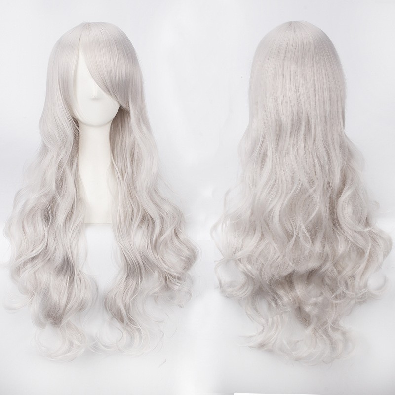 K027 wig base wavy 80 cm curly wanita cosplay rambut palsu daily lolita