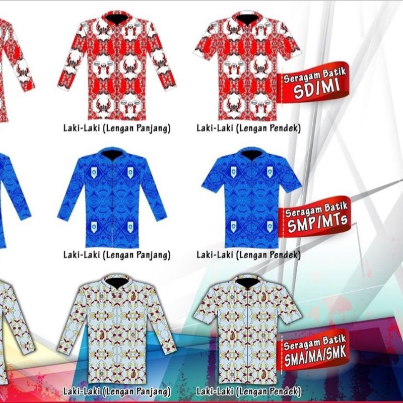 Baju batik IPM SD bahan satin