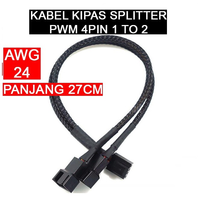 Kabel Splitter 4Pin FAN (Port FAN 4Pin Motherboard) to 3Pin & 4Pin Soket Fan Casing