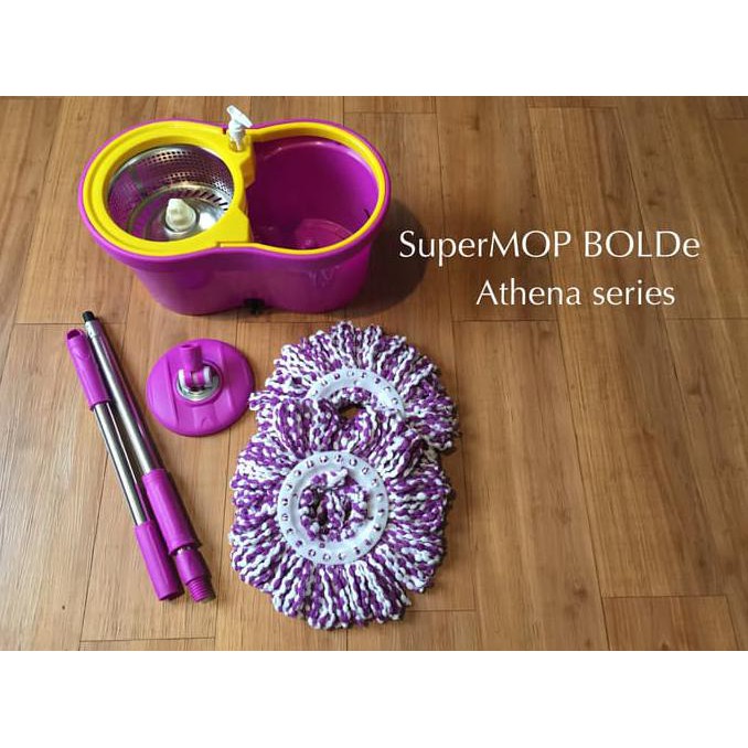 Super MOP Athena Original BOLDe (Pemeras stainless, lubang air, sabun) - Merah Muda BERKUALITAS