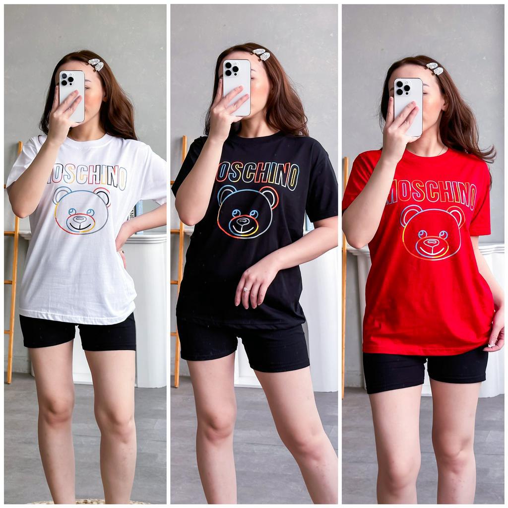 INFINITEE Kaos Wanita Lengan Pendek Bahan Katun Motif Terkini