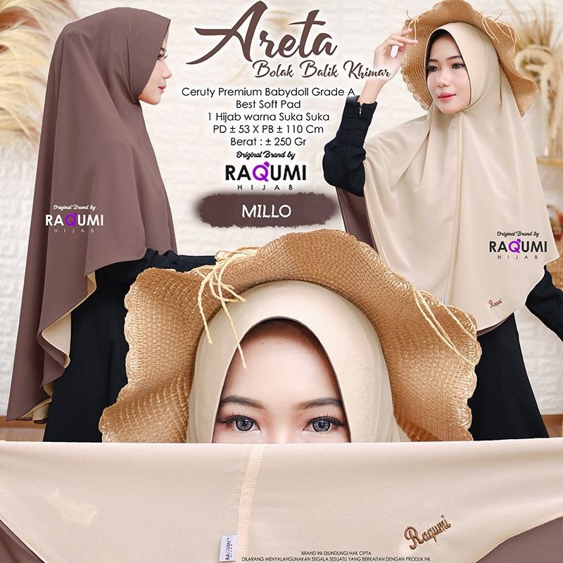 Hijab Khimar Raqumi Areta Bolak-balik