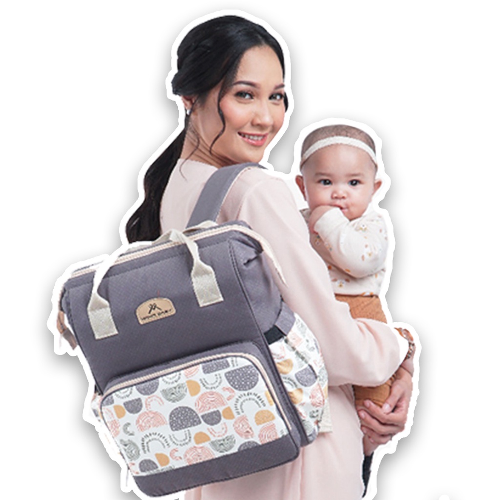 Moms Baby Baby Joy Tas Bayi Popok Diaper / Tas Backpack Diapers Susu Perlengkapan Baby Wilona Panna Series