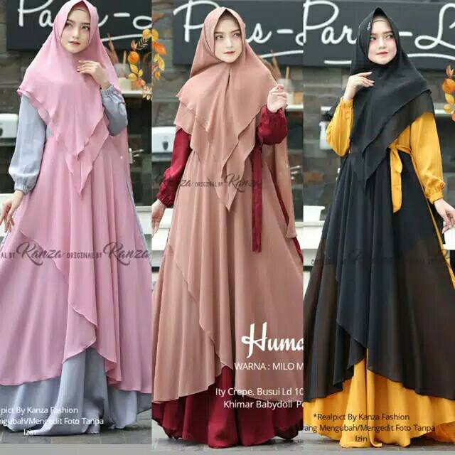 Gamis syari humaira syari gamis jilbab ity crepe Ori by Kanza