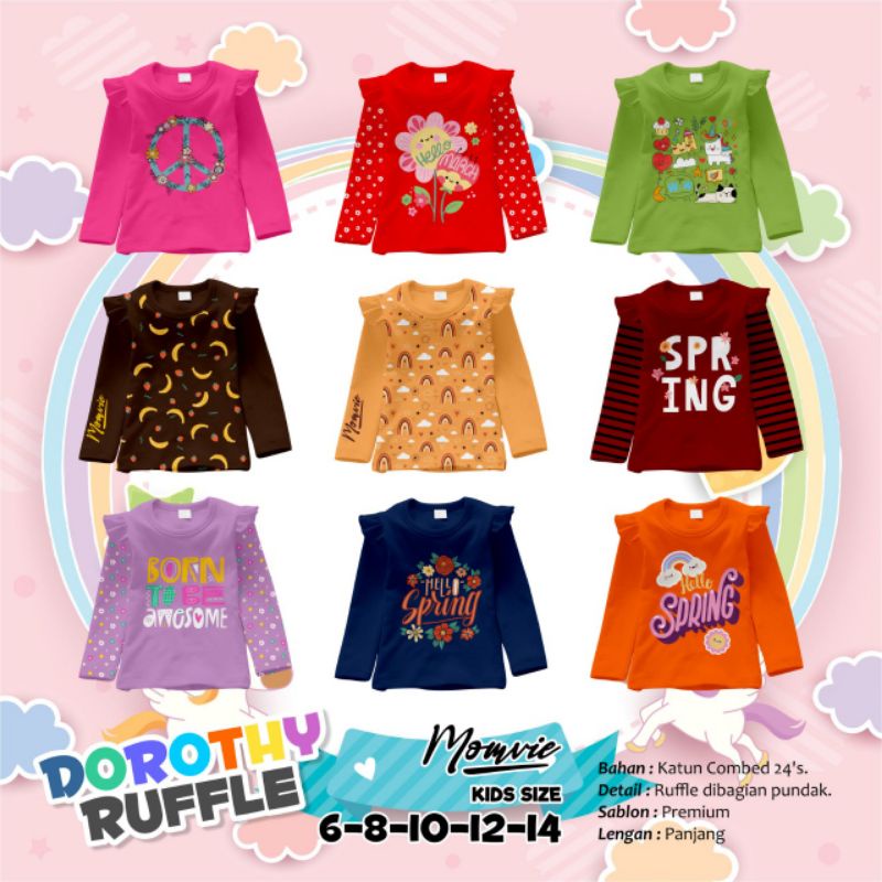 kaos rumple junior by momvie / kaos lengan panjang momvie paddlekids / longsleeve paddlekids / dorothy ruffle momvie junior