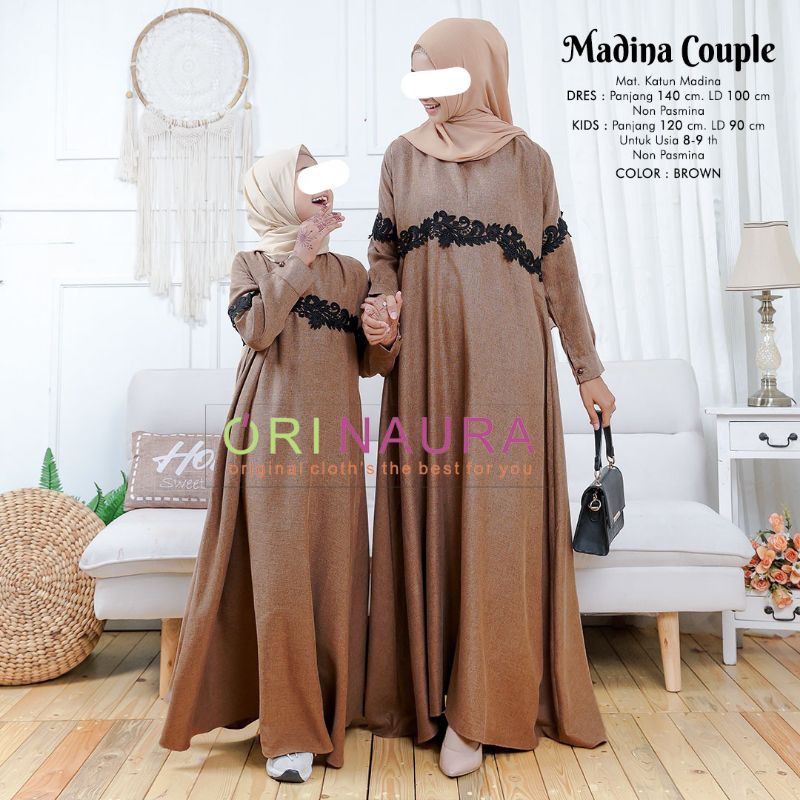Gamis Madina Couple Ibu & Anak 8-9 th Ori Naura BTC SOLO