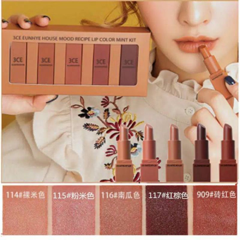 ✨Lipstik 3ce Mini Kit Nude 5 Pcs✨