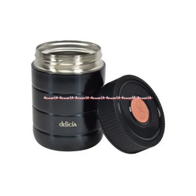 Delicia Vacuum Food Jar 500ml Wadah Makan Kedap Udara Thermal Food Jar 500 ml Tempat Makanan Tempat Bekel Model Tabung Warna Hitam Black