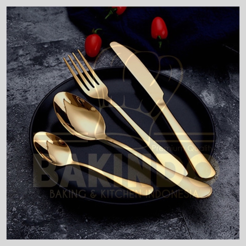 Kingsbakeware SENDOK SULTAN SET / SENDOK GOLD / CUTLERY SET / STAINLESS STEEL