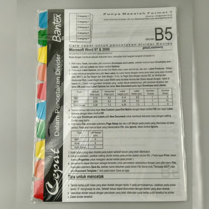 

Murah Bantex Divider 8608 B5 / 26 Holes Strong Line 1 - 10 Pembatas Binder Trendi