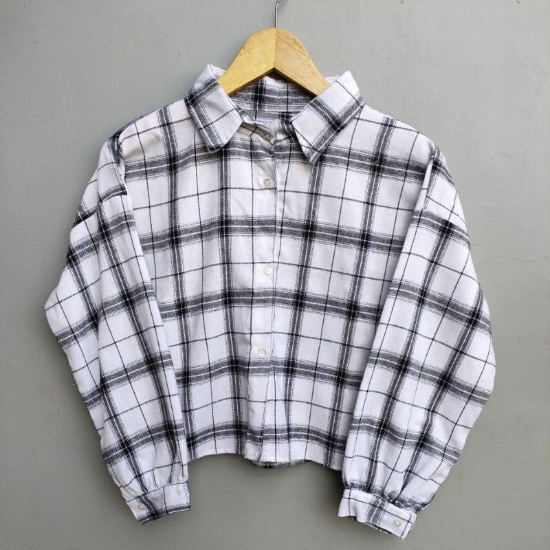 crop top tartan / crop top flanel / kemeja crop wanita-Motif 15