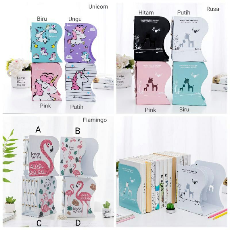 

Sandaran buku Book End | book holder | pembatas buku