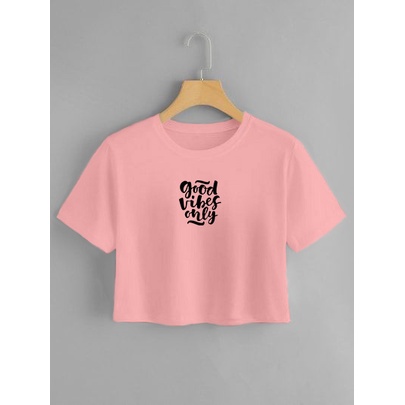 YOURSTYLE1119 - CROP GOOD VIBES ONLY ALL SIZE KEKINIAN KAOS CROP TOP