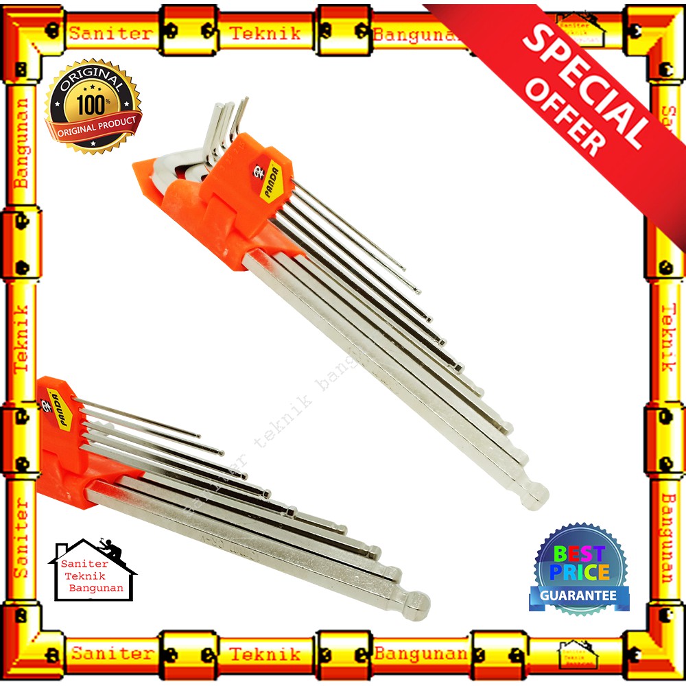 KUNCI L SET BALLPOINT PANJANG PANDA-HEX KEY 9 PCS HIGH QUALITY