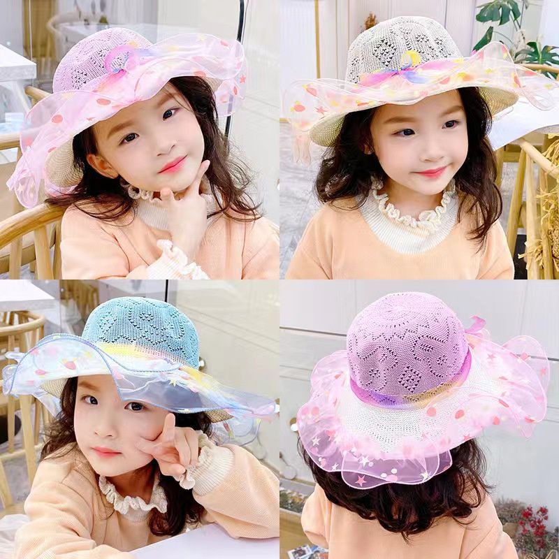 topi pantai anak perempuan topi pantai anak cewek topi musim panas topi anak keren