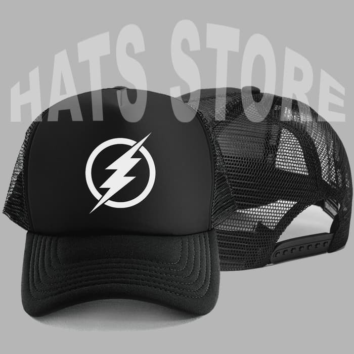 TOPI TRUCKER The Flash Logo - HITAM