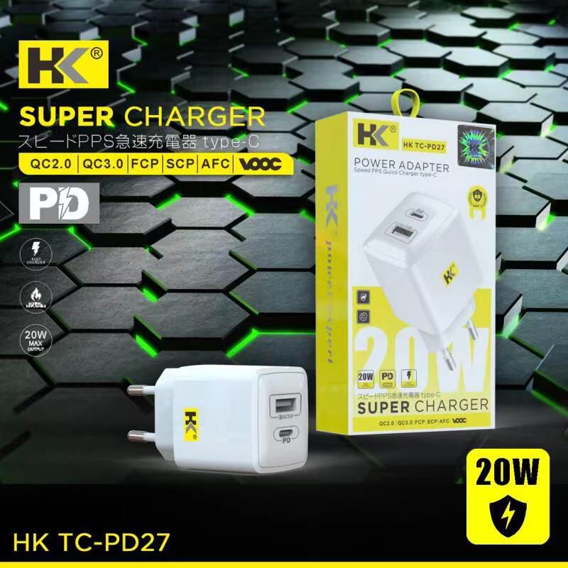 Charger Adapter HK PD27 USB & Type C PD Quick Charger 20W